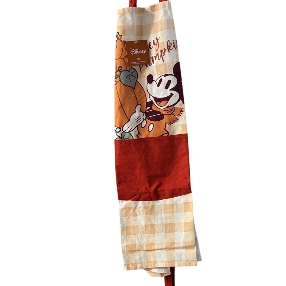 Disney Mickey Mouse Fall "Hey Pumpkin" Kitchen Apron Design & 2 Pockets OS NEW